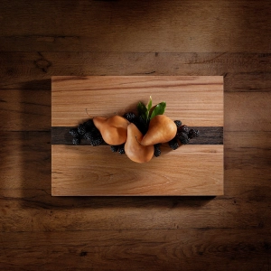 14X20 Teak Serving Board - Teak/Natural Finish with Single Stripe