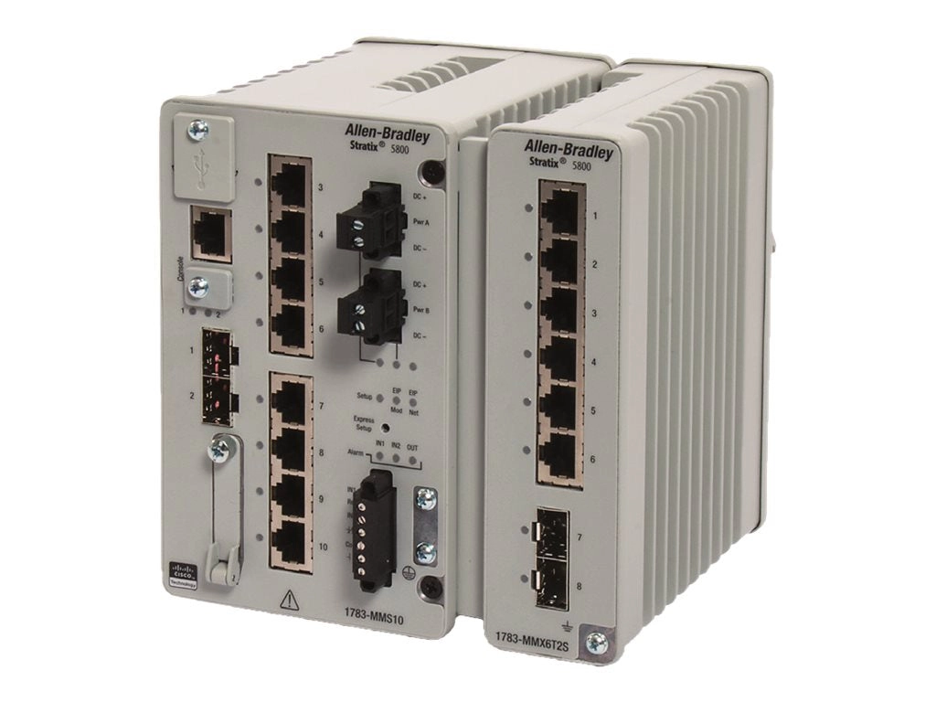 Allen-Bradley Stratix 5800 1783-MMS10 - Switch - managed - 8 x 10/100/1000   2 x Gigabit SFP - DIN rail mountable - DC power