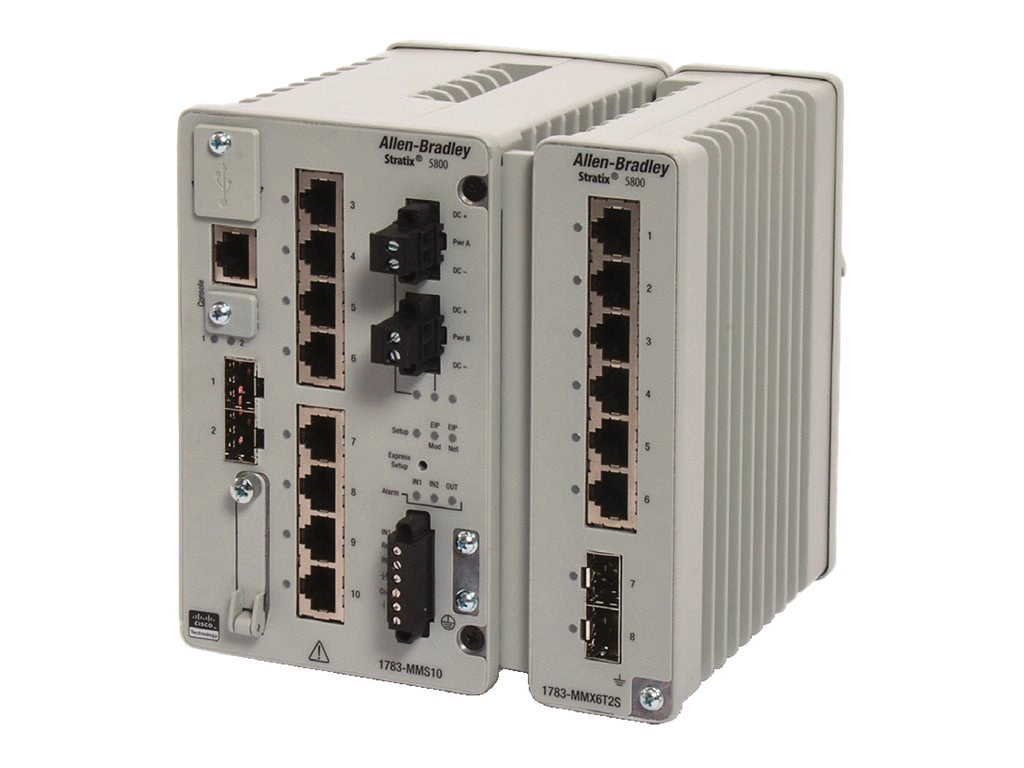 Allen-Bradley Stratix 5800 1783-MMS10BE - Switch - managed - 8 x 10/100/1000 (PoE )   2 x Gigabit SFP - DIN rail mountable -