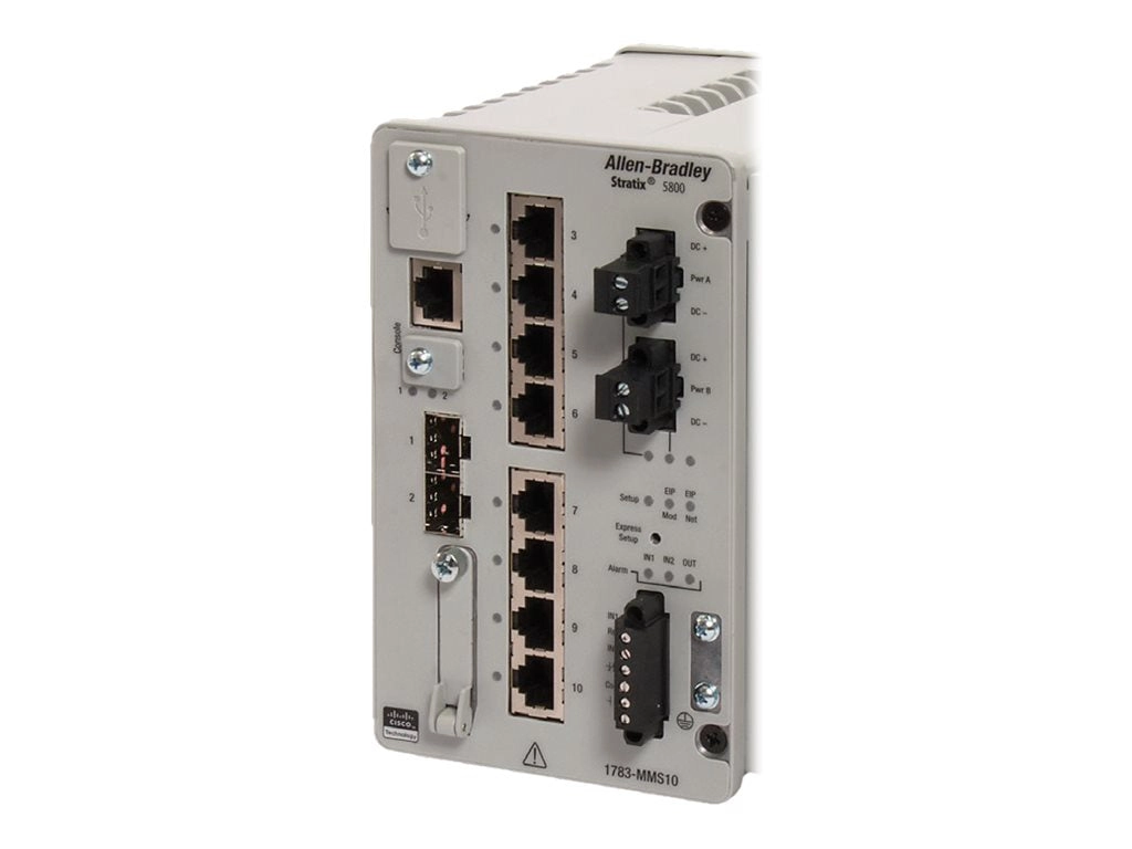 Allen-Bradley Stratix 5800 1783-MMS10EA - Switch - managed - 8 x 10/100/1000 (PoE )   2 x Gigabit SFP - DIN rail mountable -