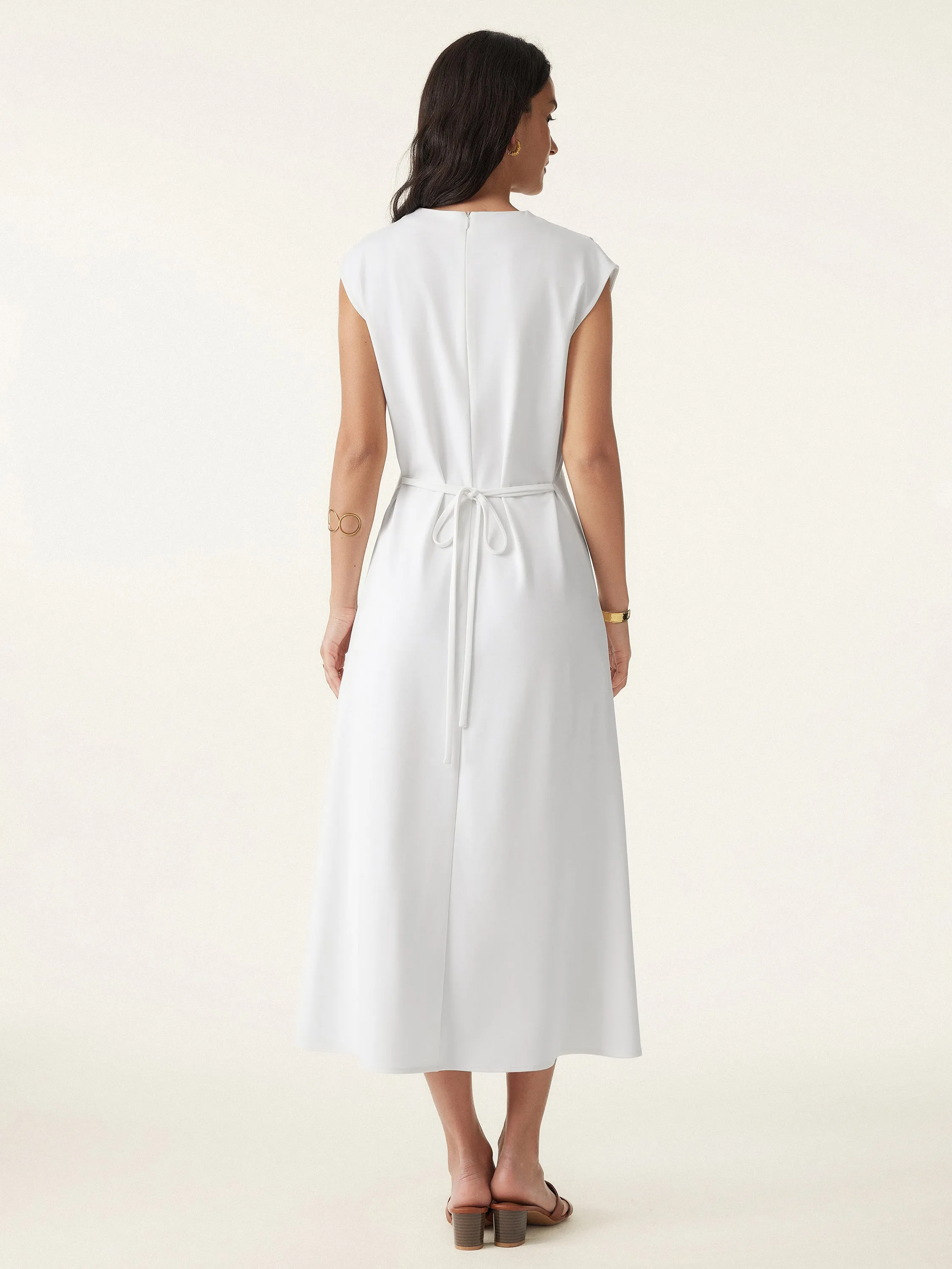 Breezy Easy Crewneck Zippered Midi Dress