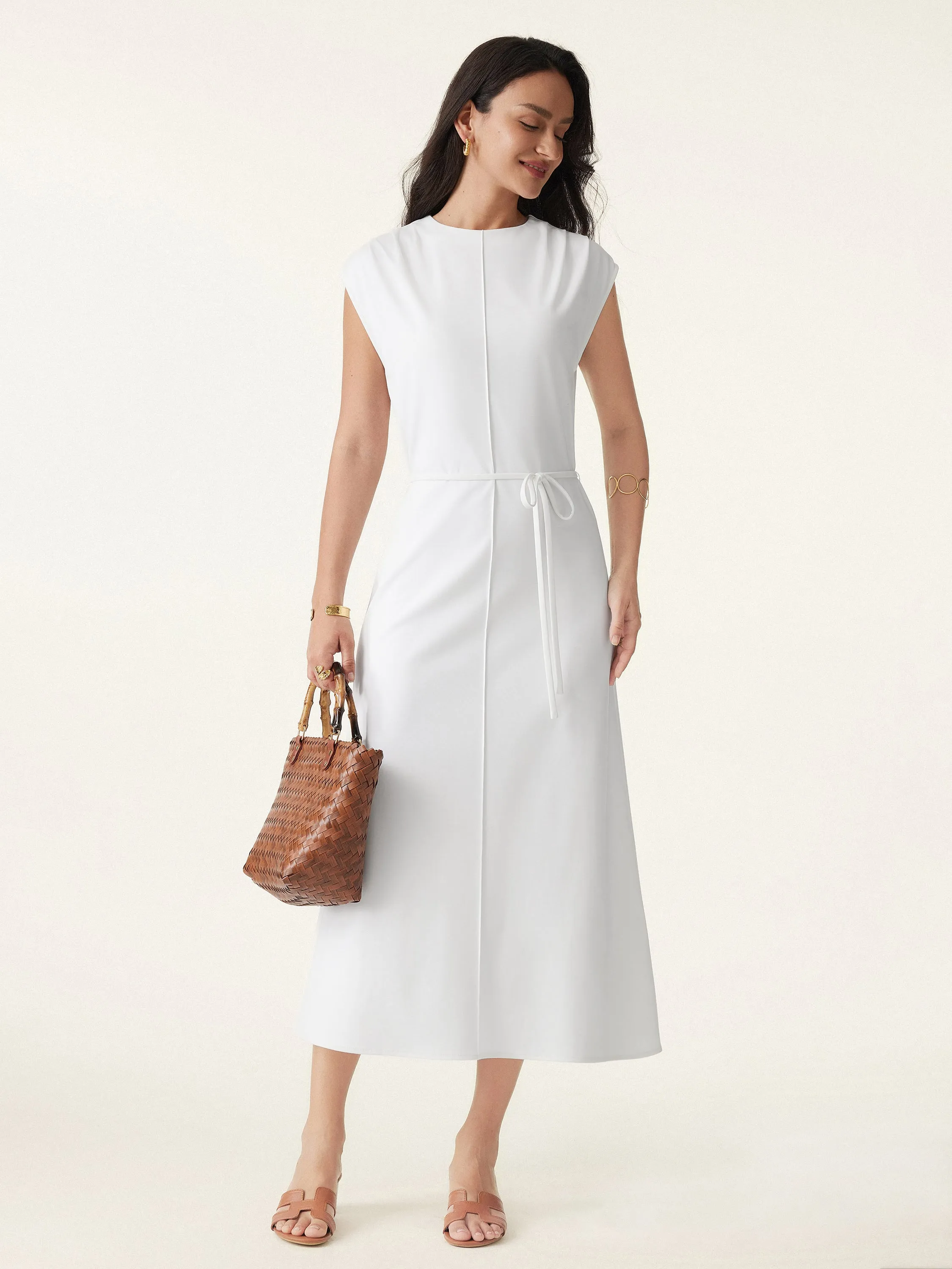 Breezy Easy Crewneck Zippered Midi Dress