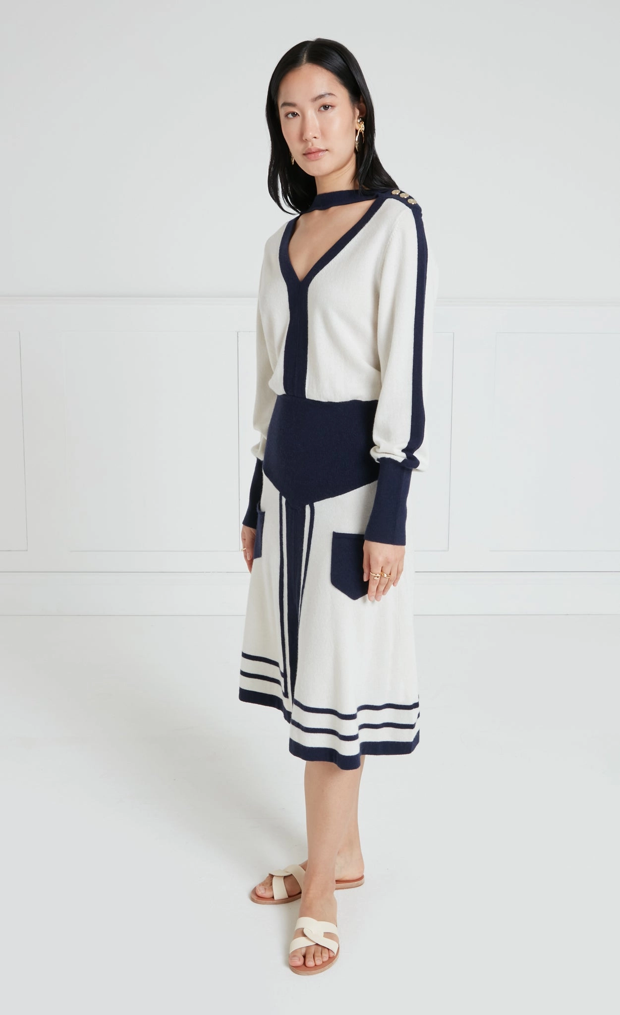 Bretton Knit Dress - Navy/Ivory