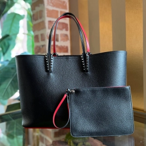 CHRISTIAN LOUBOUTIN Cabata Black Grained Leather Tote Bag