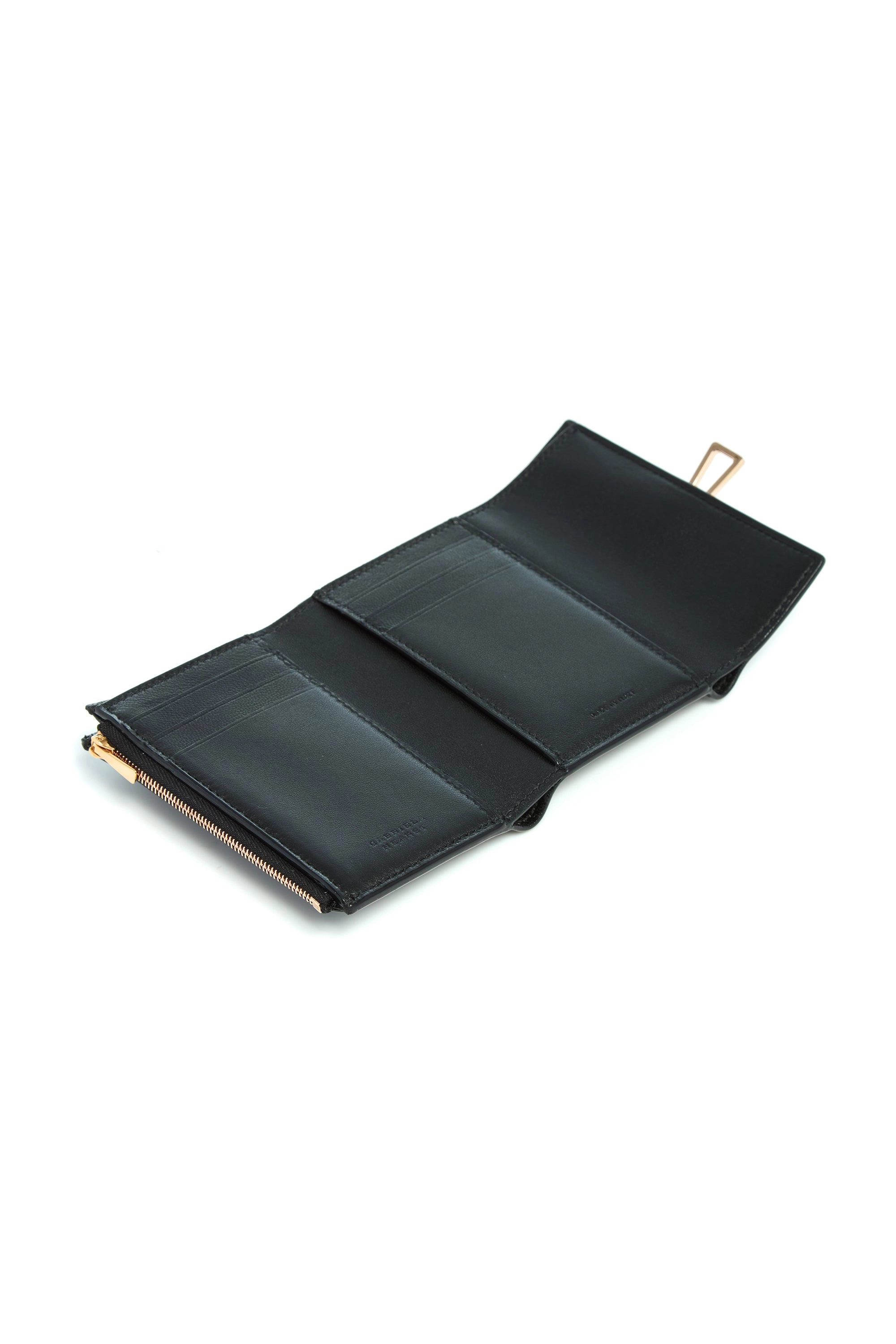 Compact Flat Wallet in Black Leather