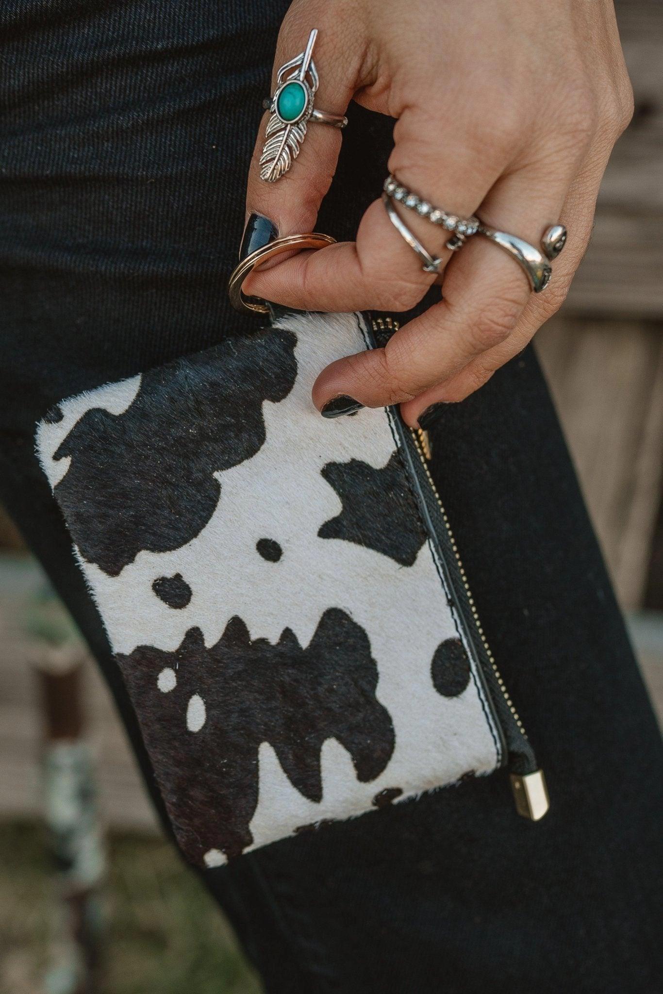 Cow Print Cowhide Leather Wallet