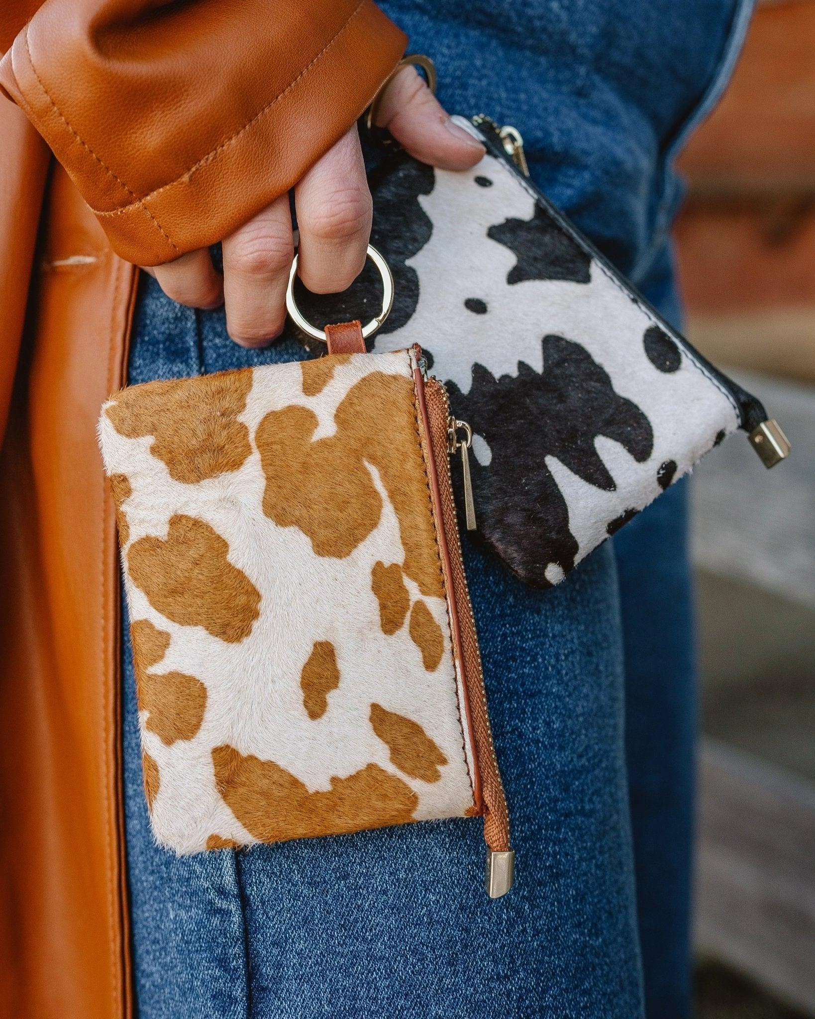 Cow Print Cowhide Leather Wallet