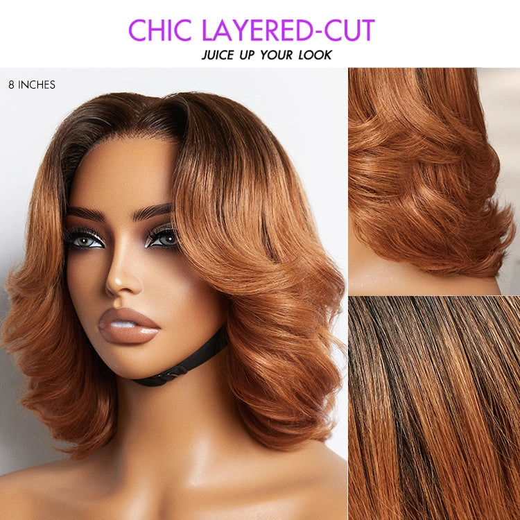 Crazy Wednesday | 1 SEC INSTALL WIG | Elegant Boss Vibe Short Pixie Cut Natural Black / Ombre Brown Glueless Minimalist HD Lace Wig Pre Cut Lace