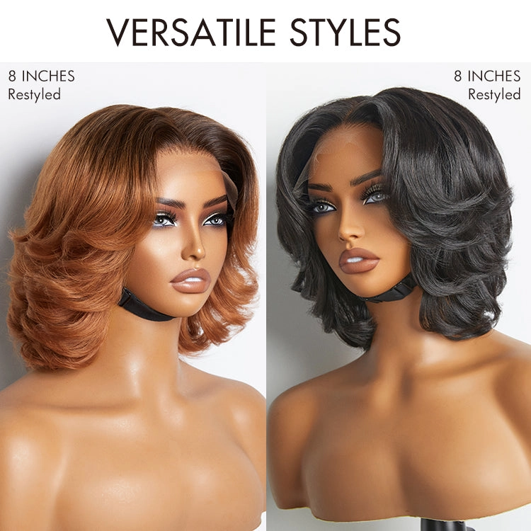 Crazy Wednesday | 1 SEC INSTALL WIG | Elegant Boss Vibe Short Pixie Cut Natural Black / Ombre Brown Glueless Minimalist HD Lace Wig Pre Cut Lace