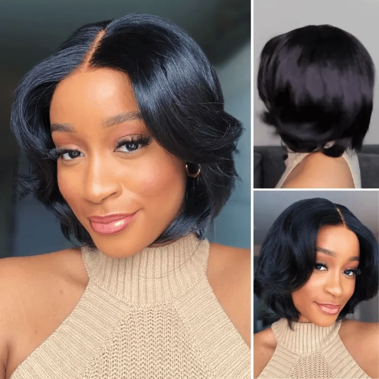 Crazy Wednesday | 1 SEC INSTALL WIG | Elegant Boss Vibe Short Pixie Cut Natural Black / Ombre Brown Glueless Minimalist HD Lace Wig Pre Cut Lace