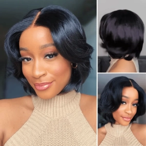 Crazy Wednesday | 1 SEC INSTALL WIG | Elegant Boss Vibe Short Pixie Cut Natural Black / Ombre Brown Glueless Minimalist HD Lace Wig Pre Cut Lace