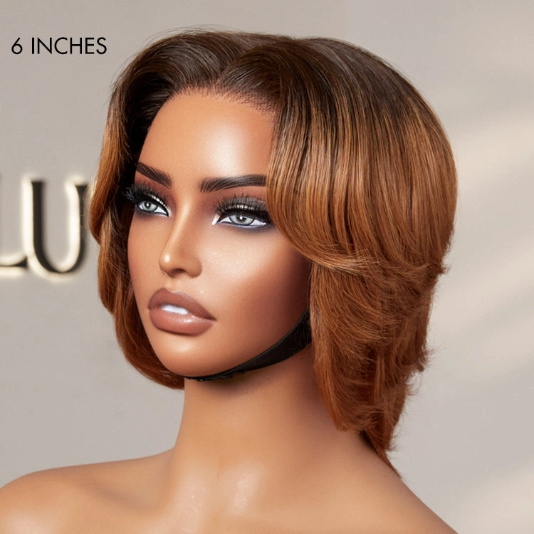 Crazy Wednesday | 1 SEC INSTALL WIG | Elegant Boss Vibe Short Pixie Cut Natural Black / Ombre Brown Glueless Minimalist HD Lace Wig Pre Cut Lace