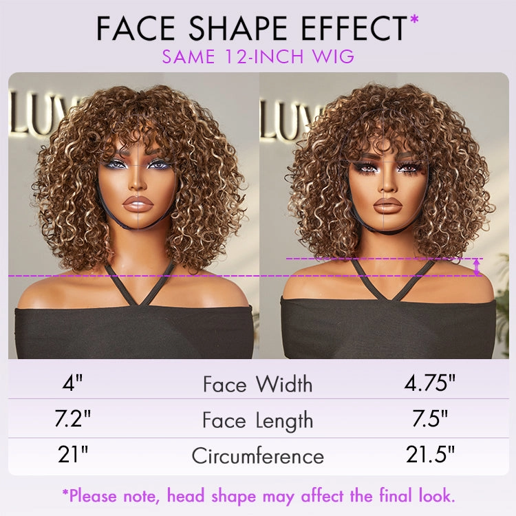 Crazy Wednesday | Beginner Friendly Water Wave Minimalist Lace Glueless Short Curly Wig with Bangs
