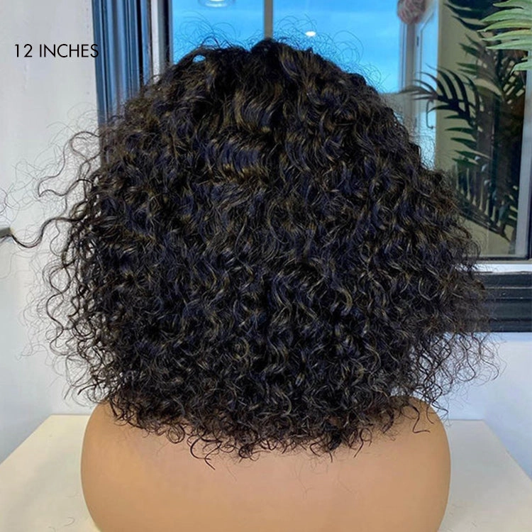 Crazy Wednesday | Beginner Friendly Water Wave Minimalist Lace Glueless Short Curly Wig with Bangs