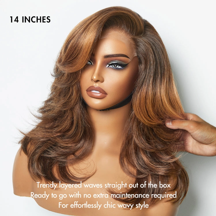 Crazy Wednesday | Effortlessly Chic Layered Haircut Wavy Glueless HD Minimalist Lace Short Wig