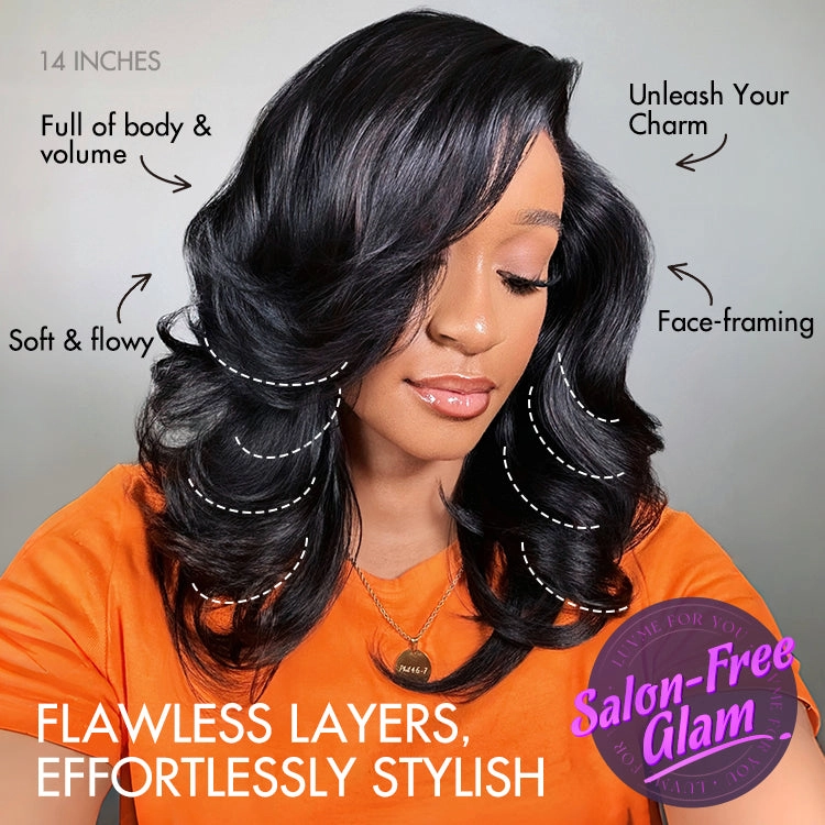 Crazy Wednesday | Effortlessly Chic Layered Haircut Wavy Glueless HD Minimalist Lace Short Wig