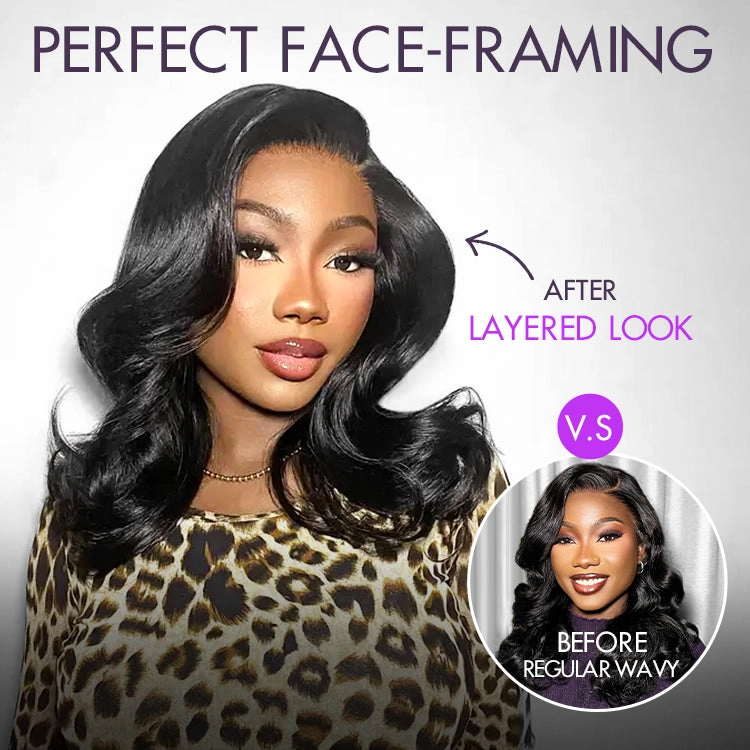 Crazy Wednesday | Effortlessly Chic Layered Haircut Wavy Glueless HD Minimalist Lace Short Wig