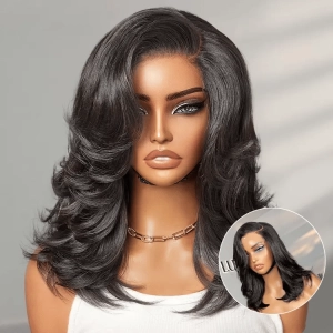 Crazy Wednesday | Effortlessly Chic Layered Haircut Wavy Glueless HD Minimalist Lace Short Wig