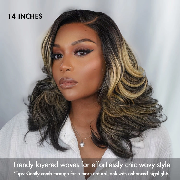 Crazy Wednesday | Effortlessly Chic Layered Haircut Wavy Glueless HD Minimalist Lace Short Wig