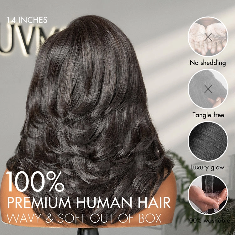 Crazy Wednesday | Effortlessly Chic Layered Haircut Wavy Glueless HD Minimalist Lace Short Wig