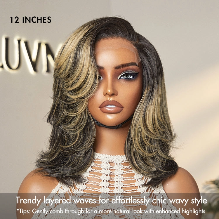Crazy Wednesday | Honey Blonde Highlight Layered Cut Glueless Wig Minimalist HD Lace Human Hair Wig