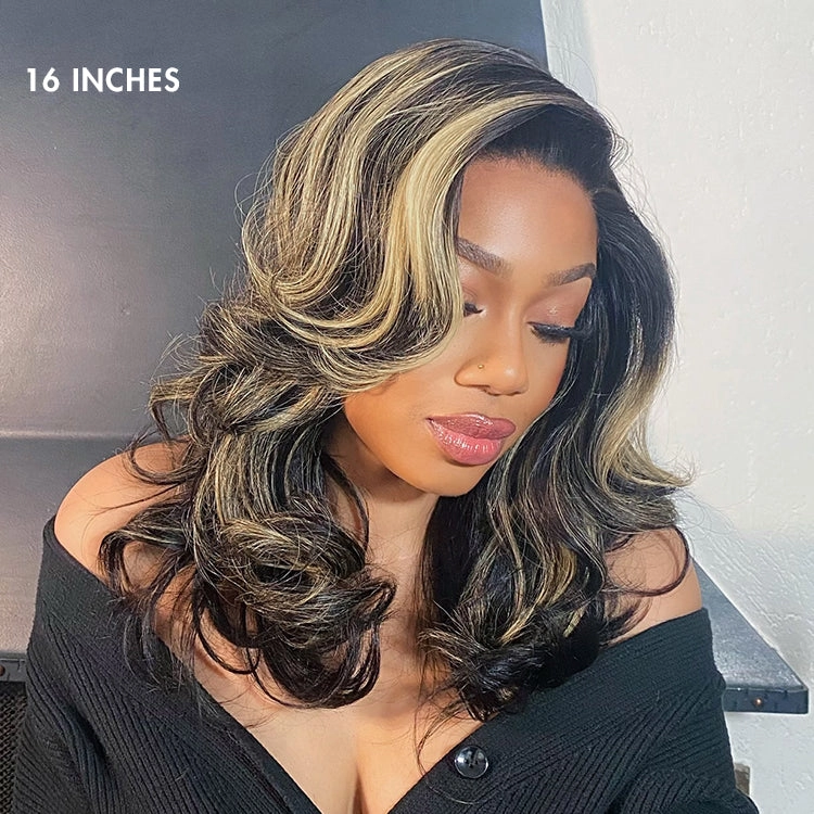 Crazy Wednesday | Honey Blonde Highlight Layered Cut Glueless Wig Minimalist HD Lace Human Hair Wig