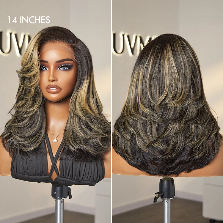 Crazy Wednesday | Honey Blonde Highlight Layered Cut Glueless Wig Minimalist HD Lace Human Hair Wig