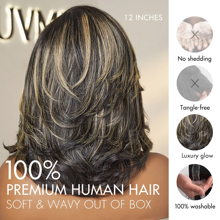 Crazy Wednesday | Honey Blonde Highlight Layered Cut Glueless Wig Minimalist HD Lace Human Hair Wig