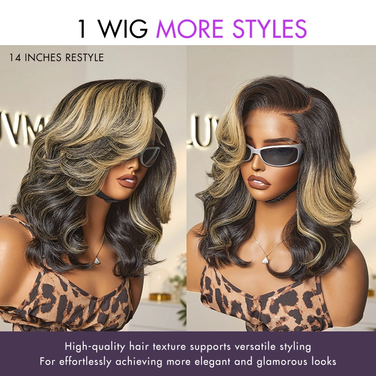 Crazy Wednesday | Honey Blonde Highlight Layered Cut Glueless Wig Minimalist HD Lace Human Hair Wig