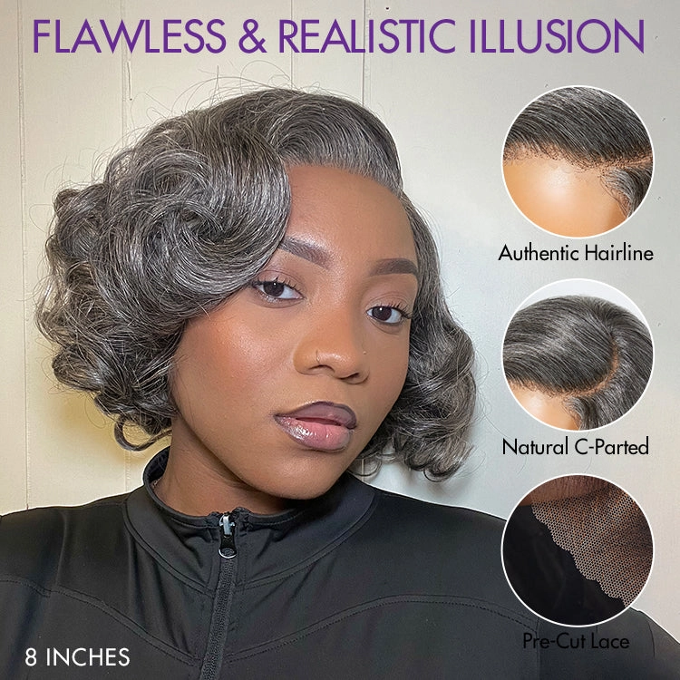 Crazy Wednesday | Mature Boss Salt and Pepper Bouncy Egg Curls Glueless Minimalist HD Lace Grey Wig