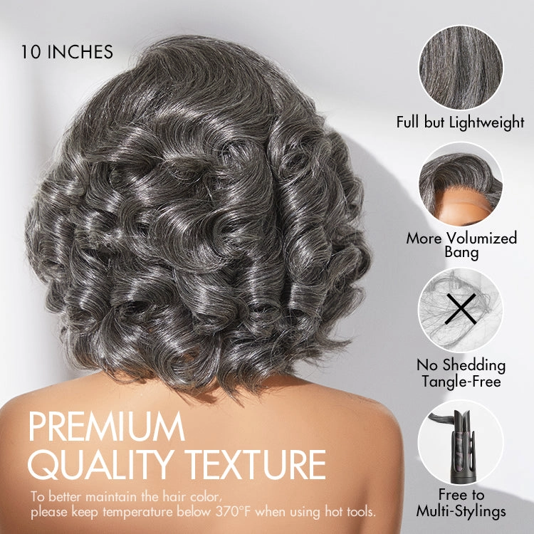 Crazy Wednesday | Mature Boss Salt and Pepper Bouncy Egg Curls Glueless Minimalist HD Lace Grey Wig