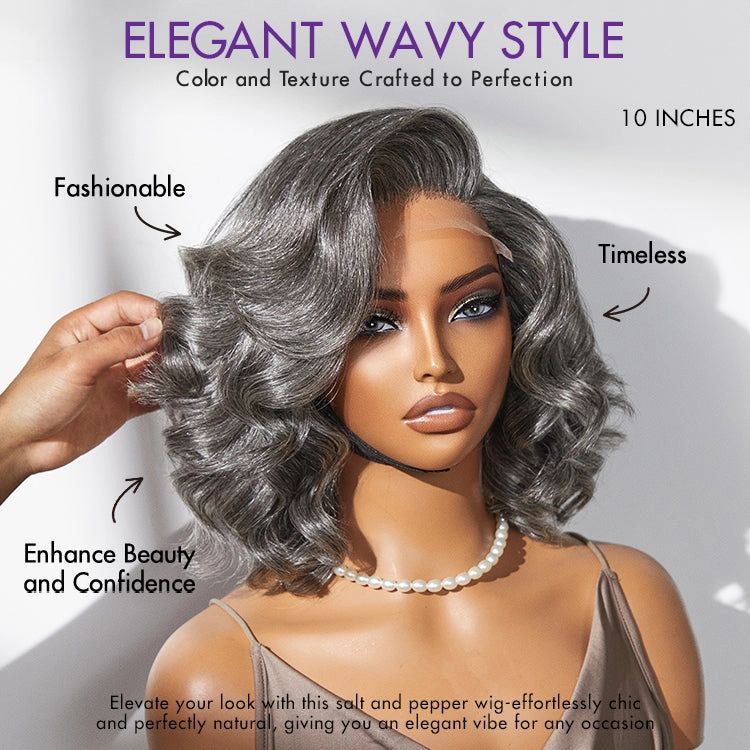 Crazy Wednesday | Mature Boss Salt and Pepper Bouncy Egg Curls Glueless Minimalist HD Lace Grey Wig