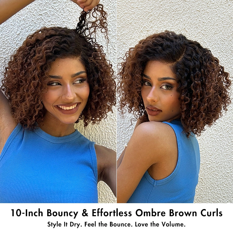 Crazy Wednesday | Ombre Brown Fluffy Kinky Curl Glueless Minimalist HD Lace Wig Ready to Go