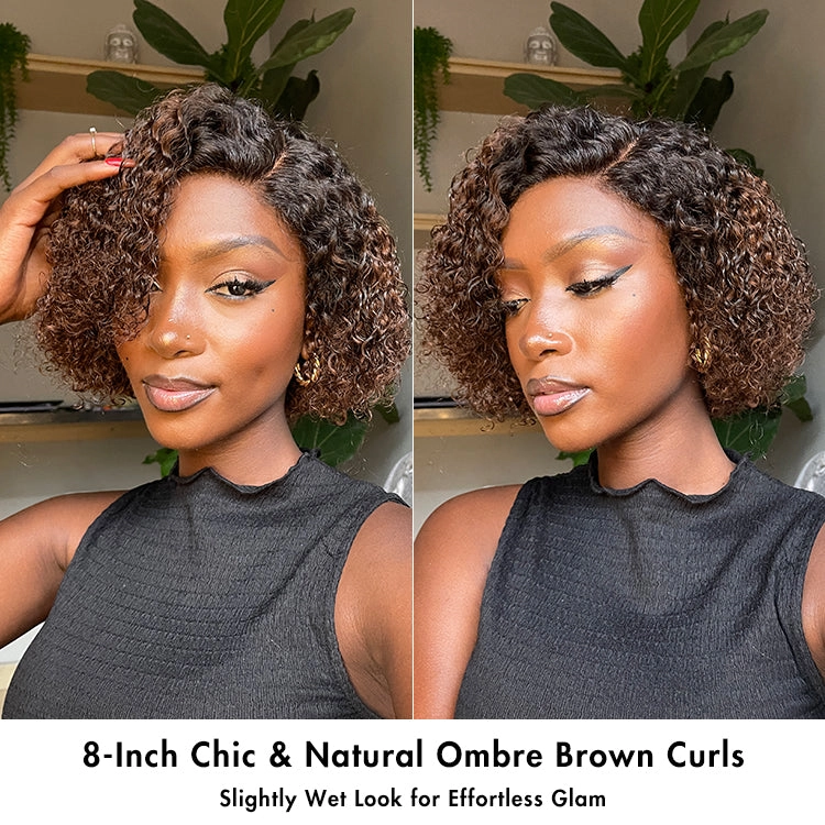 Crazy Wednesday | Ombre Brown Fluffy Kinky Curl Glueless Minimalist HD Lace Wig Ready to Go