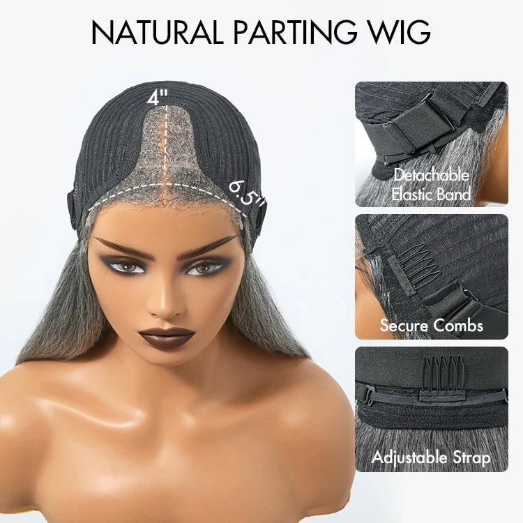 Crazy Wednesday | Salt and Pepper Straight Glueless Minimalist HD Lace T Part Grey Wig Pre-Cut Lace