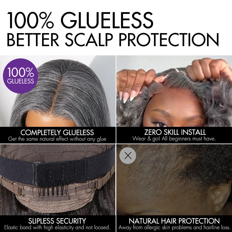 Crazy Wednesday | Salt and Pepper Straight Glueless Minimalist HD Lace T Part Grey Wig Pre-Cut Lace