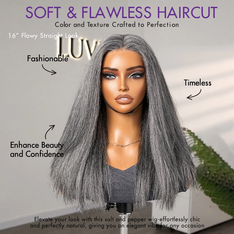Crazy Wednesday | Salt and Pepper Straight Glueless Minimalist HD Lace T Part Grey Wig Pre-Cut Lace
