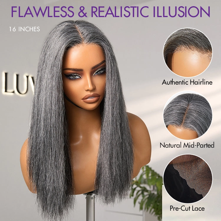 Crazy Wednesday | Salt and Pepper Straight Glueless Minimalist HD Lace T Part Grey Wig Pre-Cut Lace
