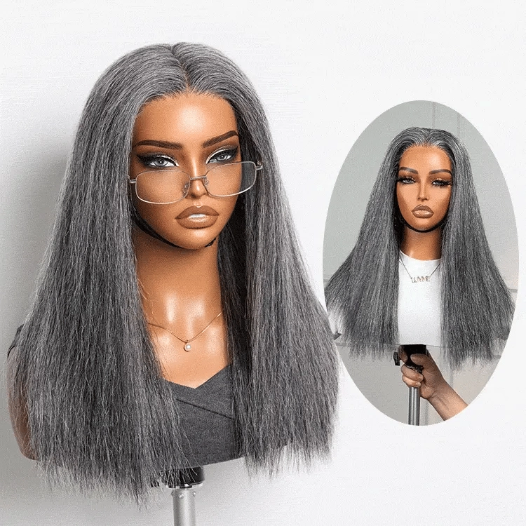 Crazy Wednesday | Salt and Pepper Straight Glueless Minimalist HD Lace T Part Grey Wig Pre-Cut Lace