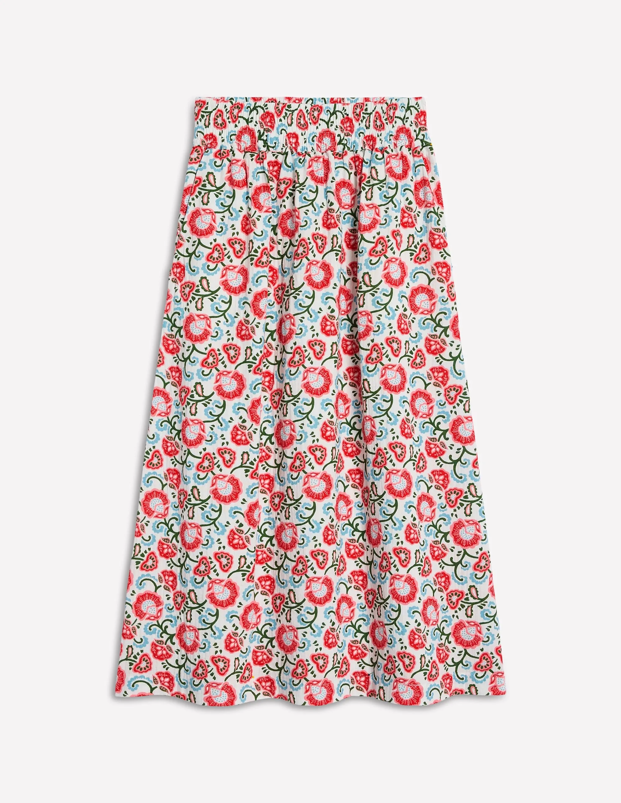 Double Cloth Smocked Skirt-Ivory. Garden Vine