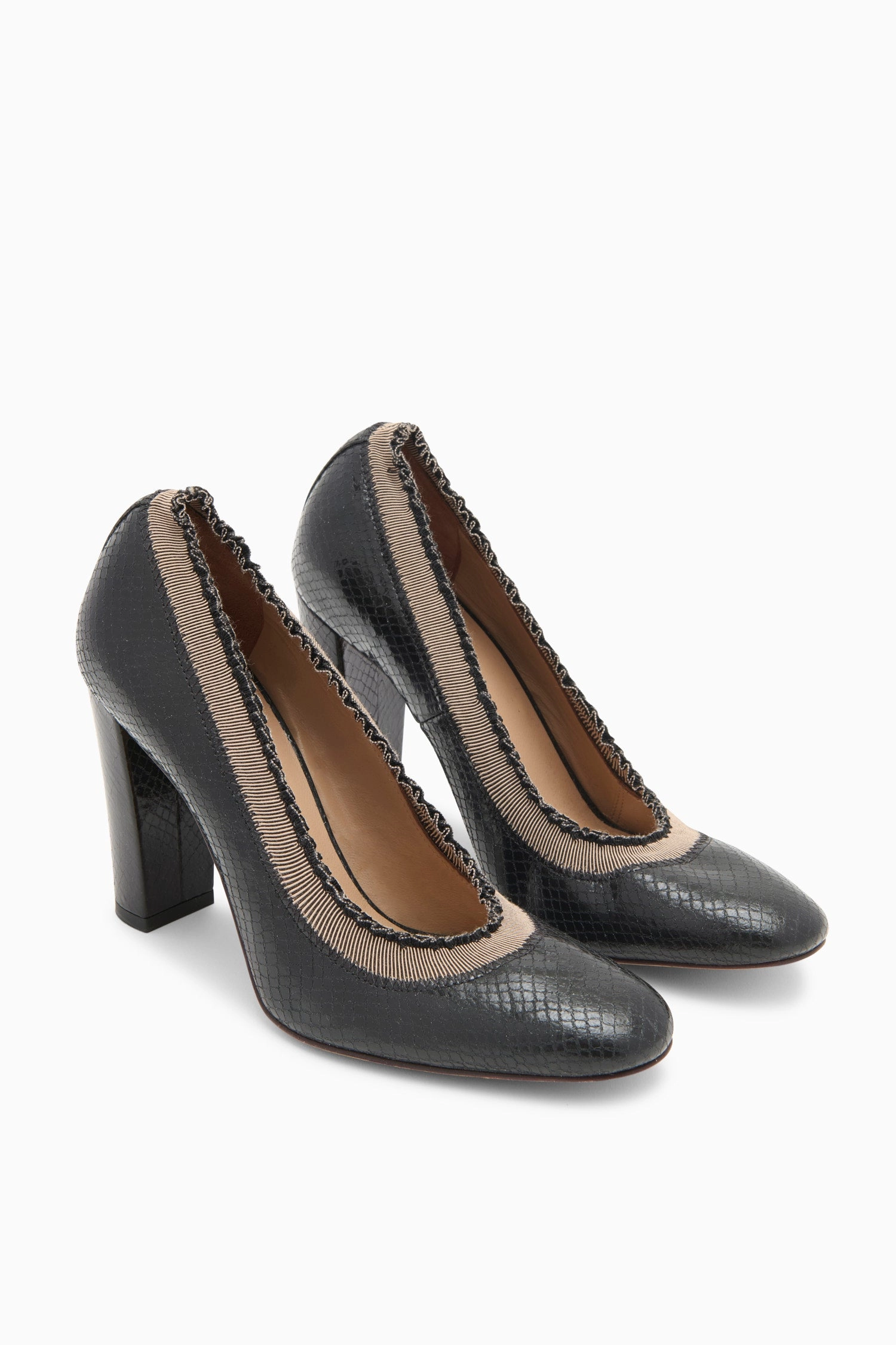 Elise Ruffle Pump - Noir Python