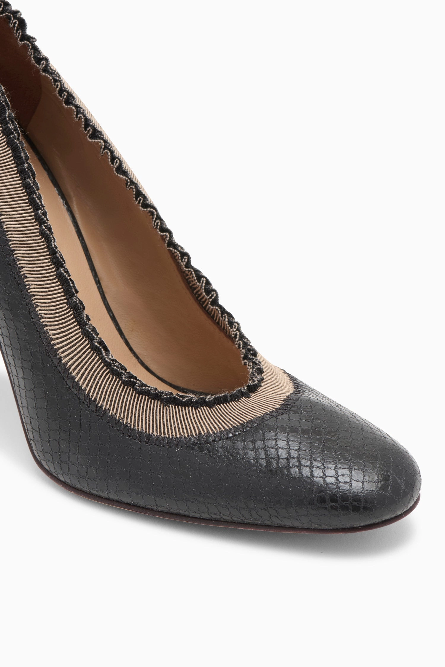 Elise Ruffle Pump - Noir Python