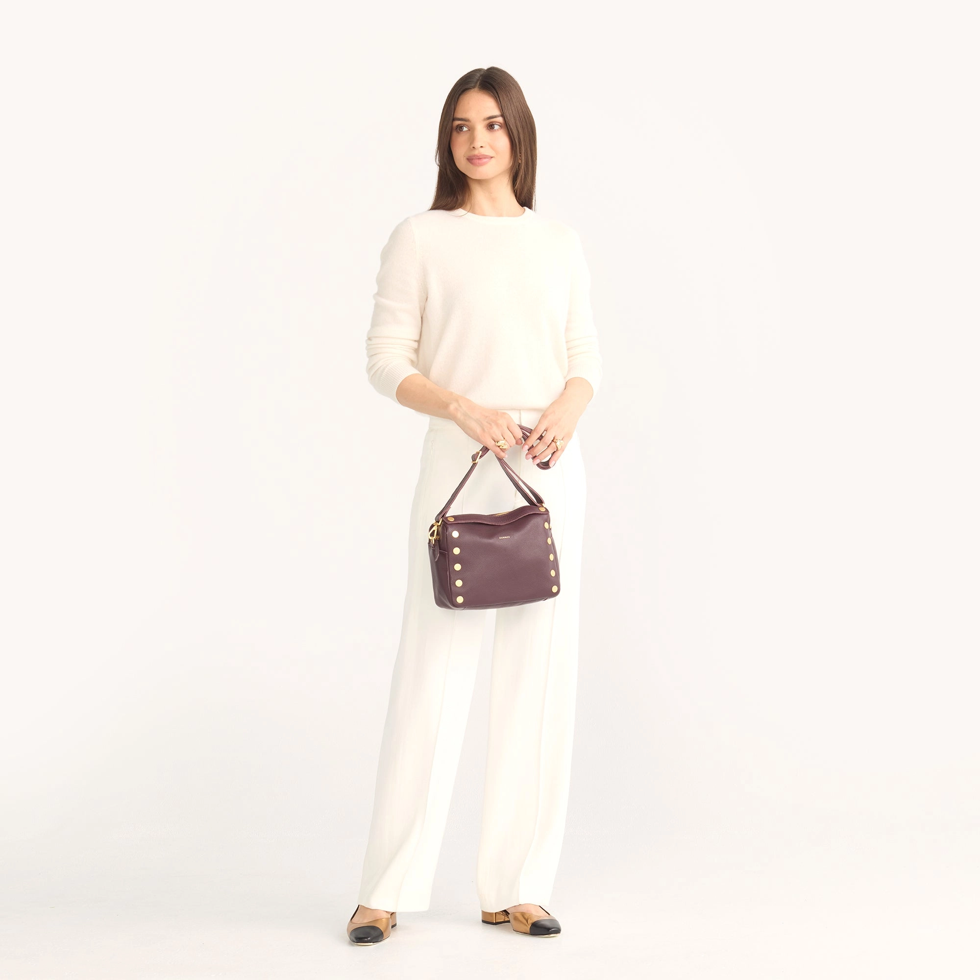 Evan Crossbody | Cabernet Pebble/Brushed Gold | Med