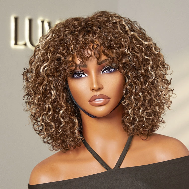 Exclusive Sale | Beginner Friendly Water Wave Minimalist Lace Glueless Short Wig with Bangs