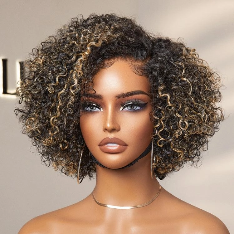 Exclusive Sale | Trendy Short Cut Curly Minimalist HD Lace Glueless Side Part Wig 100% Human Hair