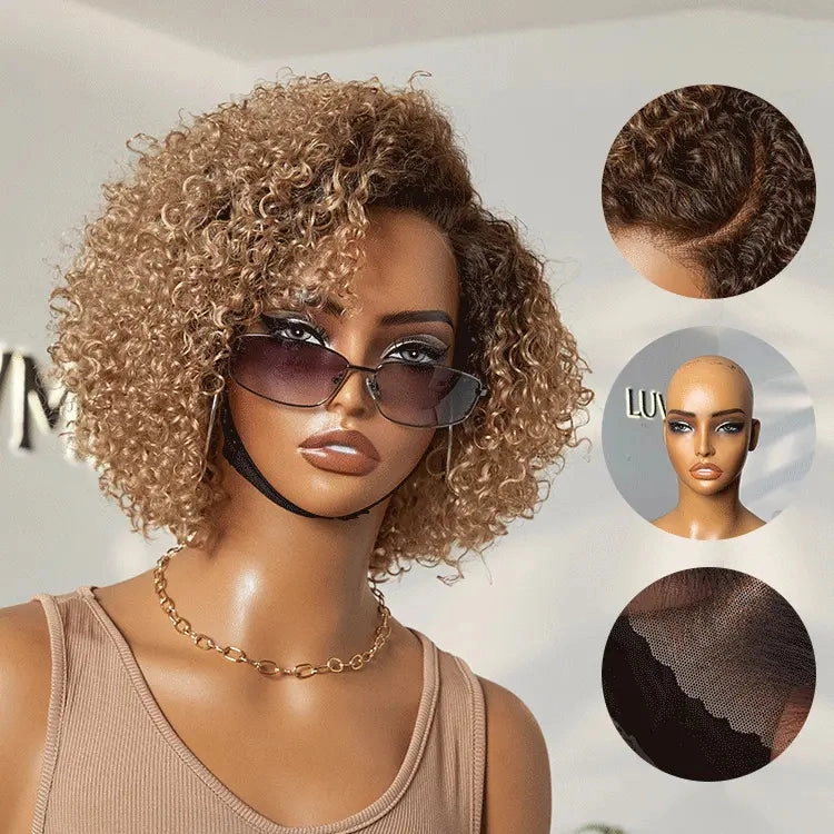 Exclusive Sale | Trendy Short Cut Curly Minimalist HD Lace Glueless Side Part Wig 100% Human Hair