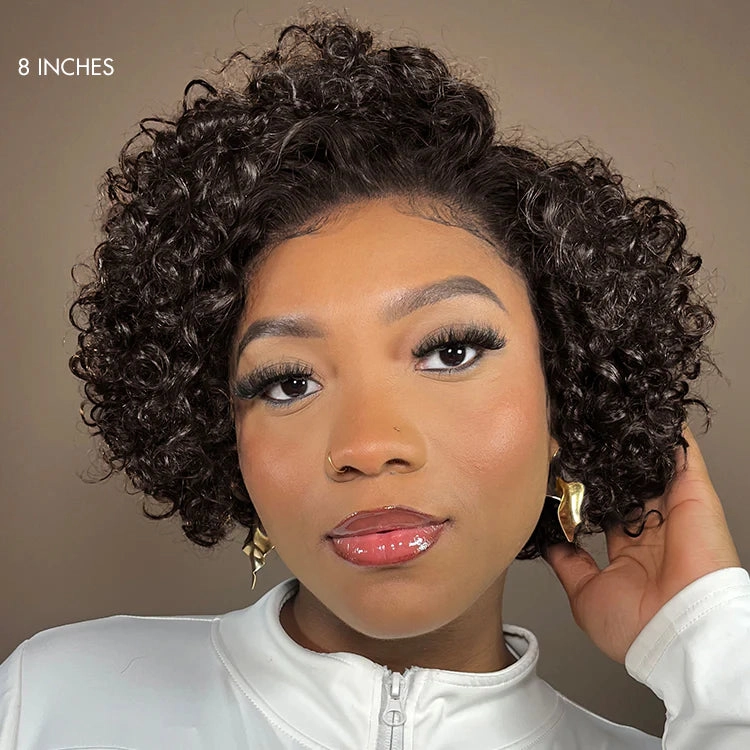 Exclusive Sale | Trendy Short Cut Curly Minimalist HD Lace Glueless Side Part Wig 100% Human Hair