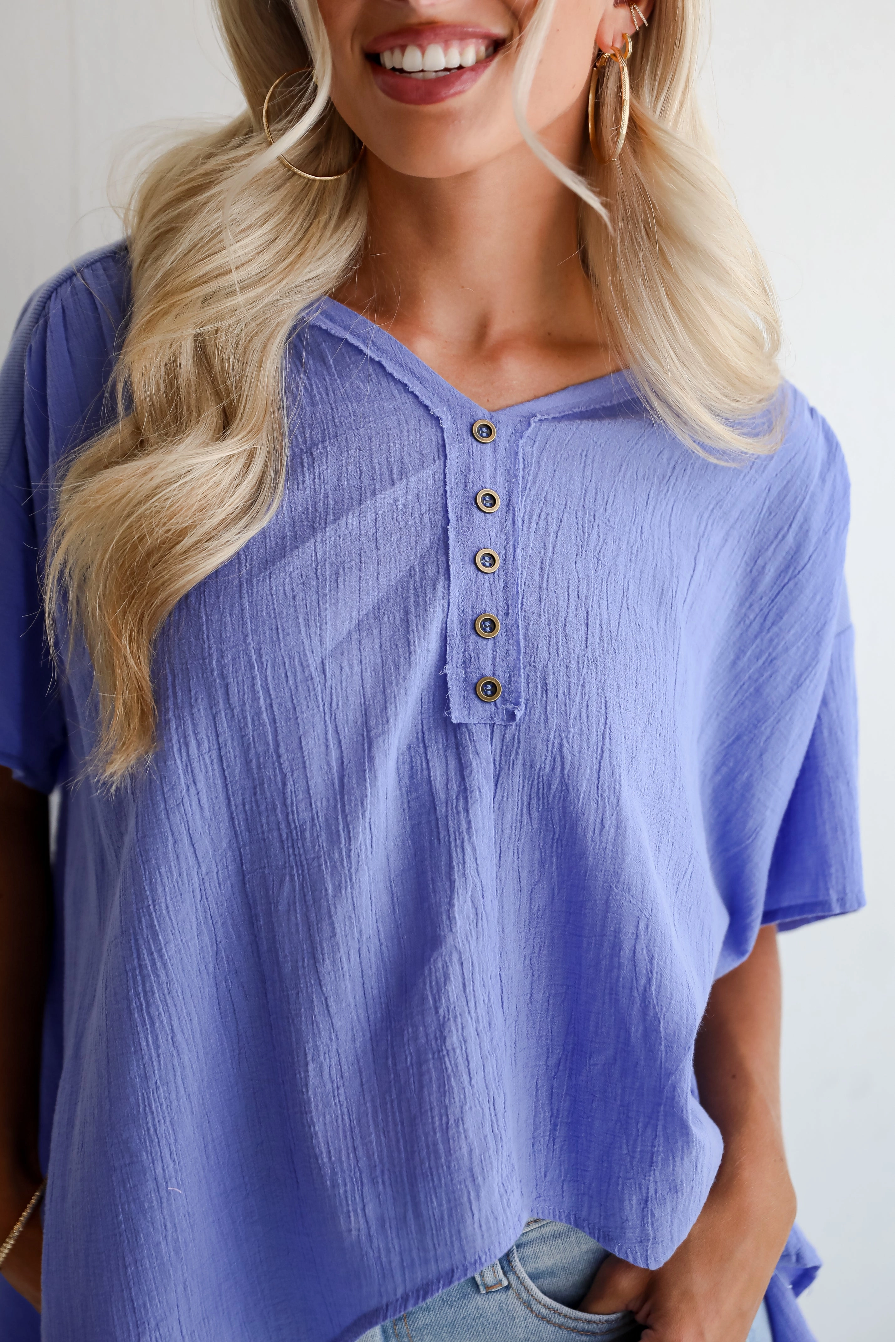 FINAL SALE - Elevated Tendencies Periwinkle Contrast Blouse
