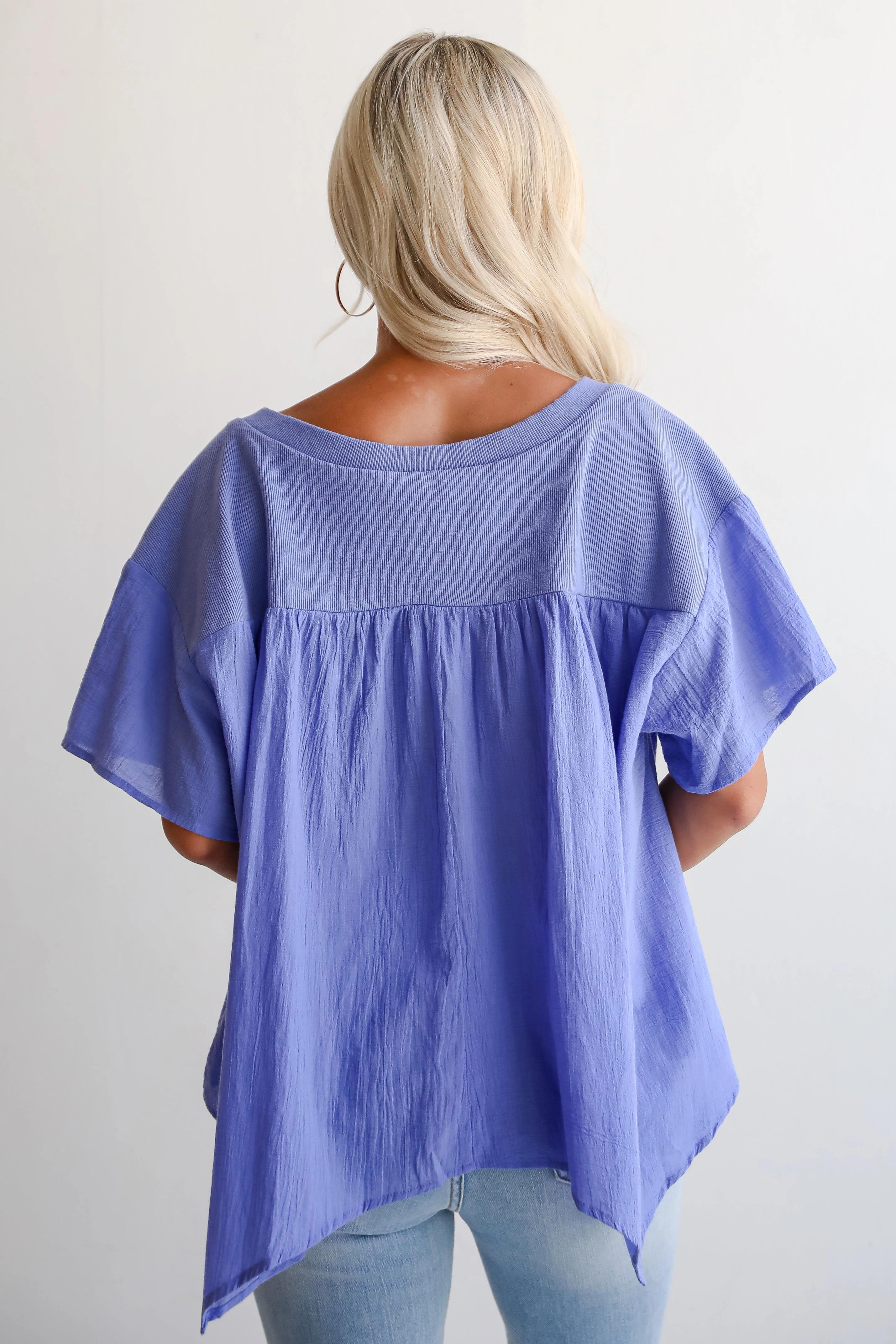 FINAL SALE - Elevated Tendencies Periwinkle Contrast Blouse
