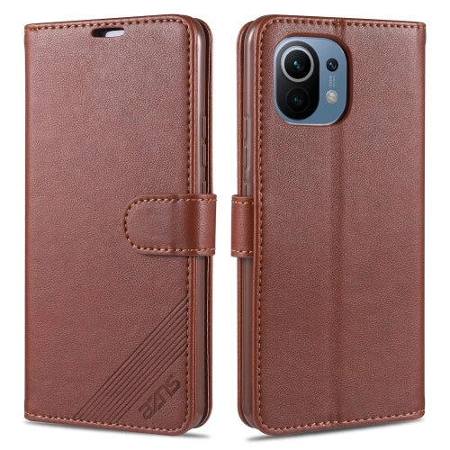 For Xiaomi Mi 11 AZNS Magnetic Calf Texture Horizontal Flip Leather Case with Card Slots